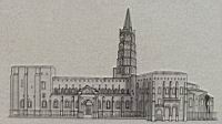 Toulouse, Basilique St-Sernin, Porte Miegeville (dessin, vue sud)